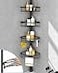 SEIRIONE Rustproof Shower Corner Caddy Organizer for Bathroom 4Tier Adjustable Bathroom Shelf with Tension Pole Solid Rack Ideal for Bathtub Storage 34 to 116 Inch Height Black