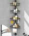 SEIRIONE Rustproof Shower Corner Caddy Organizer for Bathroom 4Tier Adjustable Bathroom Shelf with Tension Pole Solid Rack Ideal for Bathtub Storage 34 to 116 Inch Height Black