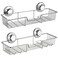 SANNO Suction Cup Shower Caddy Bathroom Caddies Storage Combo Organizer No Damage Suction CupRustproof Wire Basket for Kitchen Bathroom Accessories Rustproof Stainless Steel 2 Pack