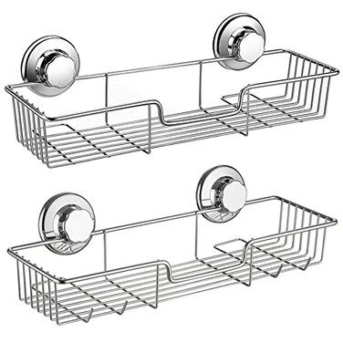 SANNO Suction Cup Shower Caddy Bathroom Caddies Storage Combo Organizer No Damage Suction CupRustproof Wire Basket for Kitchen Bathroom Accessories Rustproof Stainless Steel 2 Pack