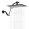 Hibbent All Metal cUPC Certified Rain Shower Head 12 High Pressure Rainfall Showerhead with 16 Shower Head Extension Arm Solid Brass Adjustable Shower Arm Extender fixed Showerheads Matte Black