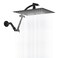 Hibbent All Metal cUPC Certified Rain Shower Head 12 High Pressure Rainfall Showerhead with 16 Shower Head Extension Arm Solid Brass Adjustable Shower Arm Extender fixed Showerheads Matte Black