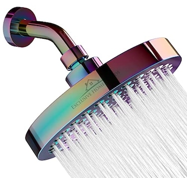 Heatsistence Rainfall Shower Head 6 High Pressure Shower Heads 18 GPM Shower Heads with AntiClog 90 Rubber Jets 360 Rotation Adjustable Shower Head Rustproof Bathroom Shower Head Polished Rainbow