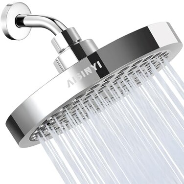 AISINYI High Pressure Rainfall Shower Head 6 Inches Luxury Modern Showerhead with Perfect Adjustable Replacement Removable Restrictor Easy Installation for Your Bathroom Shower HeadsChrome Plated
