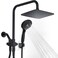 VXV 8 High Pressure Rainfall Shower Head with 6 Function Handheld Shower Spray Dual Shower Head Combo with Adjustable Slide Bar Luxury Matte Black