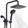 VXV 8 High Pressure Rainfall Shower Head with 6 Function Handheld Shower Spray Dual Shower Head Combo with Adjustable Slide Bar Luxury Matte Black