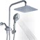 VXV Rainfall Shower Head Combo 8 High Pressure Rain Shower Head with 6 Function Handheld Spray Dual Shower Head Combo with Adjustable Slide Bar Chrome