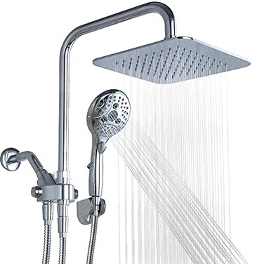 VXV Rainfall Shower Head Combo 8 High Pressure Rain Shower Head with 6 Function Handheld Spray Dual Shower Head Combo with Adjustable Slide Bar Chrome