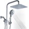 VXV Rainfall Shower Head Combo 8 High Pressure Rain Shower Head with 6 Function Handheld Spray Dual Shower Head Combo with Adjustable Slide Bar Chrome