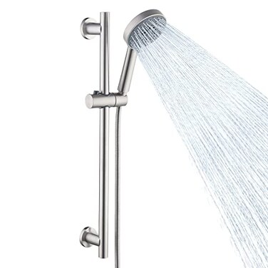 KES Adjustable Shower Head with Slide Bar 5Function Handheld Sliding Shower Head with Extra Long Hose Wall Mount Brushed Finish F204BSC1