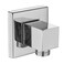 Cinwiny Square Wall Mounted Supply Elbow Polish Chrome Solid Brass NPT12 Water Union Outlet for Hand Held Sprayer with G12Shower Hose Connector and Flange