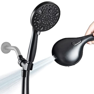 egretshower High Pressure Handheld Shower Head 10Setting Showerhead 47Detachable Showerhead Set with 5ft Hose Adjustable Bracket and Builtin Power Wash to Clean Tub Tile Pets Black