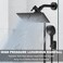 NearMoon Shower Head with Hose High Pressure Stainless Steel Rain Shower and 3 Settings Handheld Spray Combo with Push Button Flow Control 12 Inch Matte Black