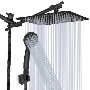 kaqinu Shower Head Kaqinu 8 High Pressure Rainfall Shower HeadHandheld Showerhead Combo with 11 Extension Arm Antileak Shower Head with HolderHose Flow Regulator Matt Black