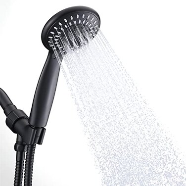 BRIOUT Shower Head with Handheld Briout 5Settings Showerhead High Pressure Powerful Water Spray Shower Head with Stainless Steel Hose and Adjustable Mount Matte Black