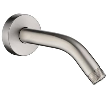 BRIGHT SHOWERS 6 Inch Brass Shower Arm with Flange Shower Pipe Arm for Wall Mount Fixed and Handheld Shower Head Brushed Nickel