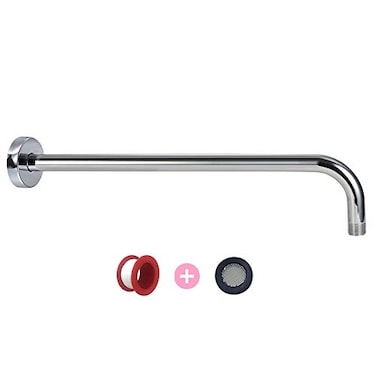 CANRAY Chrome Shower Extension Arm and Flange 16 Inch Stainless Steel Extra Long Arm with Check Valve for Rain Shower Head Universal Showering Components Straight WallMounted