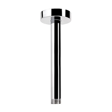 HarJue Ceiling Mounted Shower Arm Rain Shower Extension Arm with Flange and Teflon Tape Stainless Steel Ceiling Mount Shower Extender for Fixed Shower Head 6 Inch Chrome
