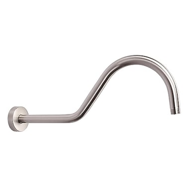 HarJue S Shaped Shower Arm High Rise Shower Head Extension Pipe Standard 12 Connection with Flange Awesome Shower ExperienceStainless Steel Bathroom Accessory16 Inch JS Shape Brushed Nickel