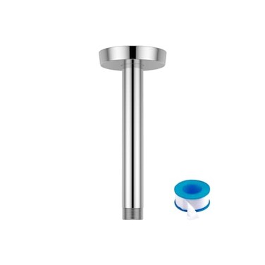 Lordear Ceiling Mounted Shower Arm 6 Inch Shower Pipe with Flange 12 NPT Round Shower Stem for Rain Shower Head Chrome