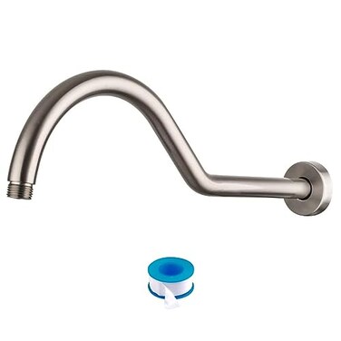 Lordear Wall Mounted Shower Arm 10 Inch Shower Pipe with Flange 12 NPT SShape Shower Stem for Shower Head Brushed Nickel