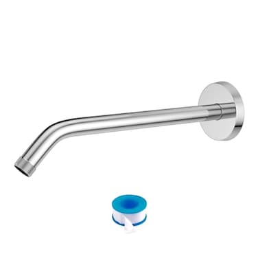 Lordear Wall Mounted Shower Arm 8 Inch Shower Pipe with Flange 12 NPT Round Shower Stem for Shower Head Chrome