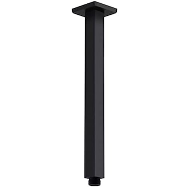 TRUSTMI Matte Black Shower Arm with Flange 16 Inch Top Ceiling Mounted Extension Pipe for Rainfall Shower Head Stainless Steel Square Shaped