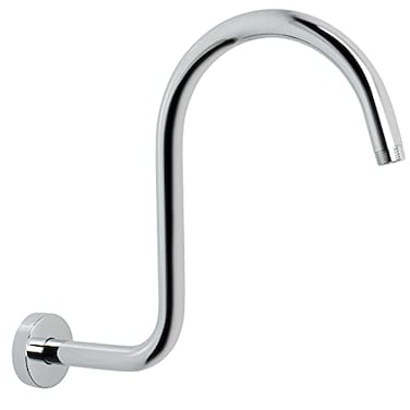 NearMoon High Rise S Shape Shower Extension Arm Shower Head Extender Shower Arm with Flange Standard 12 Connection Bathroom Accessory 13 Inch Chrome Finish
