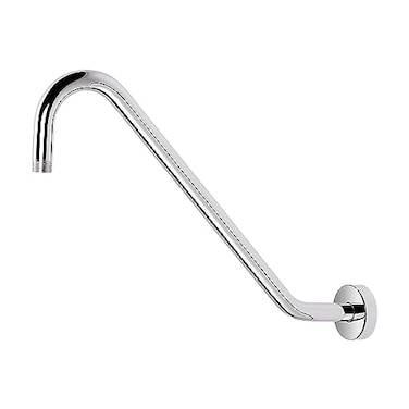 NearMoon J Shaped Shower Extension Arm Stainless Steel Shower Head Height Extender with Flange Riser Pipe Design for Cozy Shower Experience Standard 12 Connection 16 Inch Chrome Finish