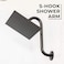 JS Jackson Shower Head Extension Arm with Flange105 Inch HighRise Curved S Shaped Design Stainless Steel Standard 12 Connection Black Finish