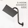 JS Jackson Shower Head Extension Arm with Flange105 Inch HighRise Curved S Shaped Design Stainless Steel Standard 12 Connection Black Finish