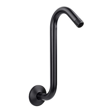JS Jackson Shower Head Extension Arm with Flange105 Inch HighRise Curved S Shaped Design Stainless Steel Standard 12 Connection Black Finish
