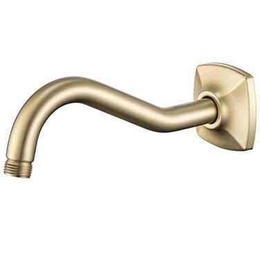 SWHYGER 8 Inch Angled Shower Arm Extension with Flange Stainless Steel Curved Shower Head Arm Replacement Brushed GoldSW910688BG