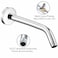 Voolan Shower Arm with Flange and Teflon Tape Extension Shower Head Arm for Bathroom Fixed Shower Head Solid Stainless Steel Wall Mounted 10 Inch Chrome