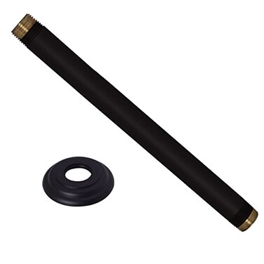 Westbrass 12 IPS x 12 Ceiling Mounted Shower Arm with Flange Matte Black D3612A62