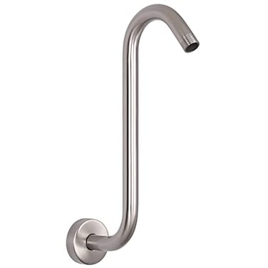 HarJue S Shaped Shower Arm High Rise Shower Head Extension Pipe Standard 12 Connection with Flange Awesome Shower ExperienceStainless Steel Bathroom Accessory12 Inch S Shape Brushed Nickel