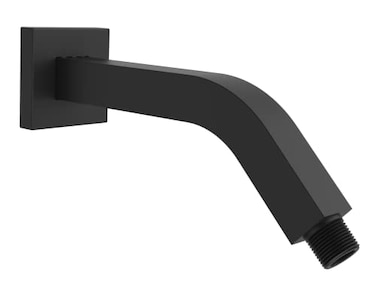 AQUAIAW Aquaiaw Square Shower Arm and AntiScratch ORing Flange Solid Brass 8 inch Both Soldered 1214 NPT Tapered Threads Wall Mount Shower Head Extension Arm Matte Black