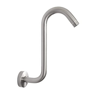 NearMoon S Shaped Shower Head Riser Arm Shower Extender Arm with Flange Standard 12 Connection Bathroom Accessory 10 Inch 2 Pack Brushed Nickel