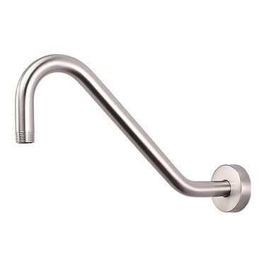 NearMoon J Shaped Shower Extension Arm Stainless Steel Shower Head Height Extender with Flange Riser Pipe Design for Cozy Shower Experience Standard 12 Connection 12 Inch Brushed Nickel