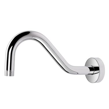 NearMoon J Shaped Shower Extension Arm Stainless Steel Shower Head Height Extender with Flange Riser Pipe Design for Cozy Shower Experience Standard 12 Connection 8 Inch Chrome Finish