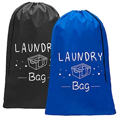 Sylfairy 2 Pack Extra Large Travel Laundry Bag 24 x 36 RipStop Dirty Clothes Organizer with Drawstring Heavy Duty Travel Laundry Bag Large Laundry Hamper Liner Machine Wash NavyBlack