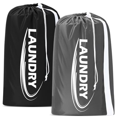 Sylfairy 2 Pack XL Laundry Bag with StrapHeavy Duty Travel Laundry BagRipStop Dirty Clothes Shoulder Bag with DrawstringEasy Fit a Laundry Hamper or Basket Travel Essentials