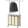 Deco Brothers Heavy Duty 3 Bag Extendable Laundry Sorter Cart with Hanging Bar Beige