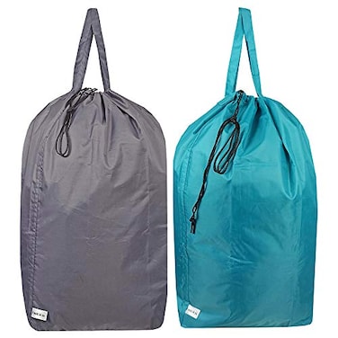 UniLiGis Tear Proof Nylon Laundry Bag with HandlesHamper Liner with Drawstring Closure for TravelDirty Clothes Bag Fit Most Laundry Hamper and Sorter275x345 inches Blue Aqua and Grey