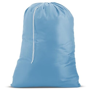 Handy Laundry Nylon XL Laundry Bag Locking Drawstring Closure Machine Washable These Large Bags Will Fit a Laundry Basket and Strong Enough to Carry up to Two Loads of Clothes Light Blue 22 x 32