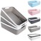 CertBuy 3 Pack Plastic Storage Baskets 14 x 10 x 45 Inch Large Weave Storage Bins with Handle for Cabinet Shelf Kitchen Bedroom Bathroom and Office Grey