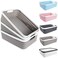 CertBuy 3 Pack Plastic Storage Baskets 14 x 10 x 45 Inch Large Weave Storage Bins with Handle for Cabinet Shelf Kitchen Bedroom Bathroom and Office Grey