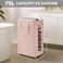 Goodpick Pink Laundry Basket with Wheels Dorm Room Essentials for Girls 75L Collapsible Laundry Basket Laundry Hamper with Handle for College Dorm