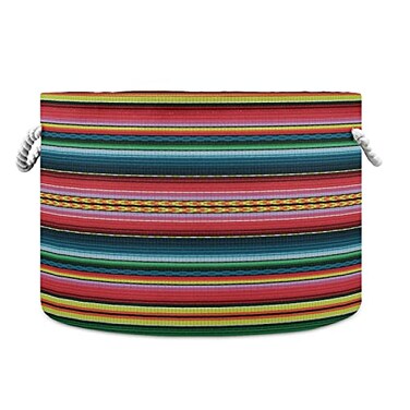 xigua Large Storage Cotton Rope Basket Mexican Serape Blanket Stripes Colorful Laundry Hamper