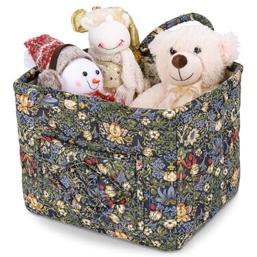 ANKICK Storage Basket Boho Fabric Large Collapsible Floral Laundry Nursery Hamper Portable Folding Storage for Clothes Toys Blue